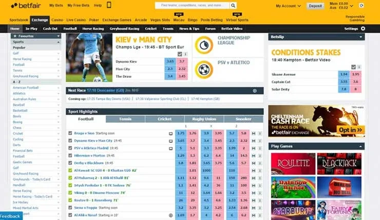 Betting exchange blue Back and pink Lay order book matching with zero bookmaker margin