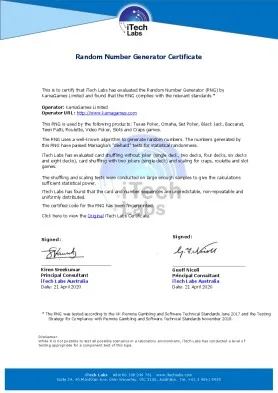 Random Number Generator testing and third-party fair play certification